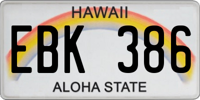 HI license plate EBK386
