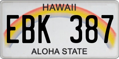 HI license plate EBK387