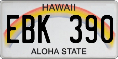 HI license plate EBK390