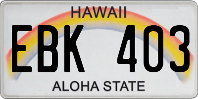 HI license plate EBK403