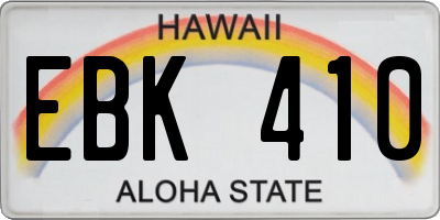 HI license plate EBK410