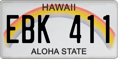HI license plate EBK411
