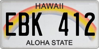 HI license plate EBK412