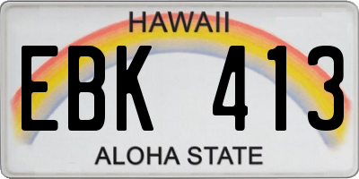 HI license plate EBK413