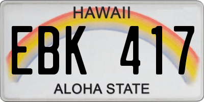 HI license plate EBK417