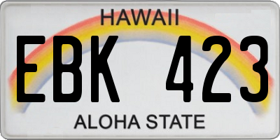 HI license plate EBK423