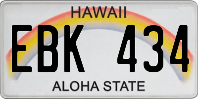 HI license plate EBK434
