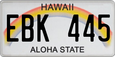 HI license plate EBK445
