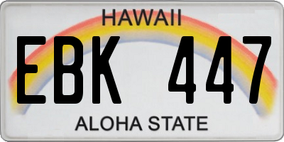 HI license plate EBK447