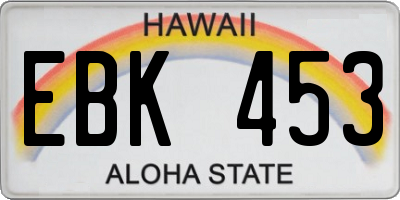HI license plate EBK453