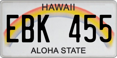 HI license plate EBK455