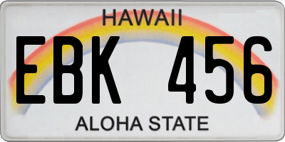 HI license plate EBK456