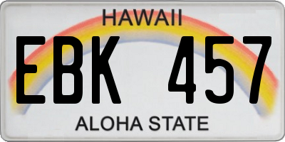 HI license plate EBK457