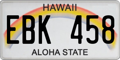 HI license plate EBK458