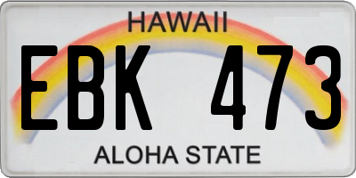HI license plate EBK473