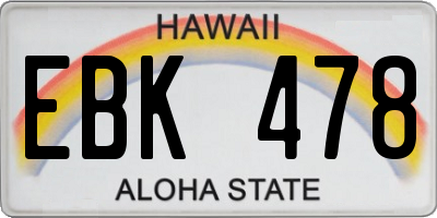 HI license plate EBK478