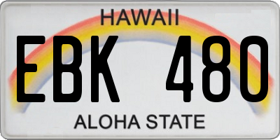 HI license plate EBK480