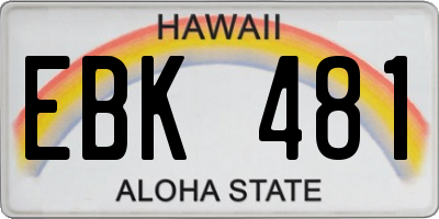 HI license plate EBK481