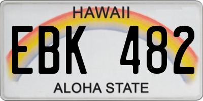 HI license plate EBK482