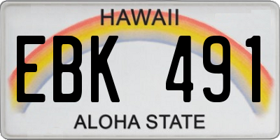 HI license plate EBK491
