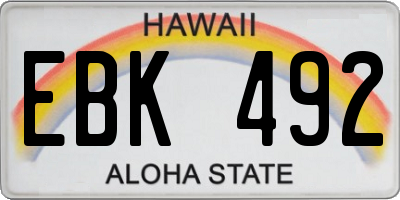 HI license plate EBK492