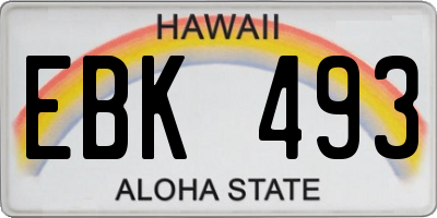 HI license plate EBK493