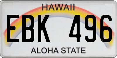HI license plate EBK496