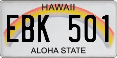 HI license plate EBK501