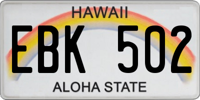 HI license plate EBK502