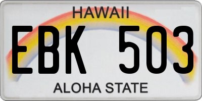HI license plate EBK503