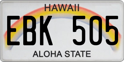 HI license plate EBK505