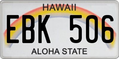 HI license plate EBK506