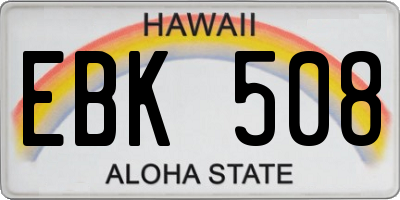 HI license plate EBK508