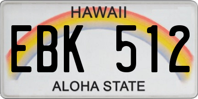 HI license plate EBK512