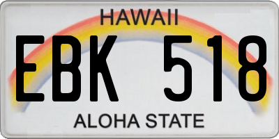 HI license plate EBK518