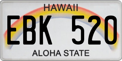 HI license plate EBK520