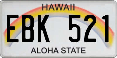 HI license plate EBK521