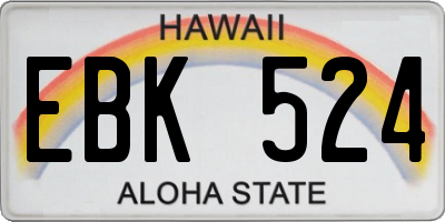HI license plate EBK524