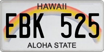 HI license plate EBK525