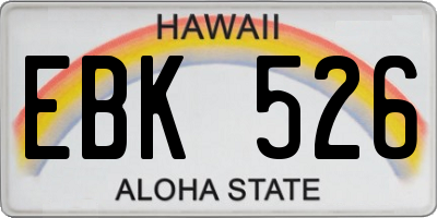 HI license plate EBK526