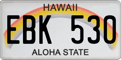 HI license plate EBK530