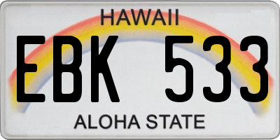 HI license plate EBK533