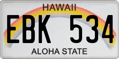 HI license plate EBK534