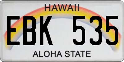 HI license plate EBK535