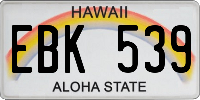 HI license plate EBK539