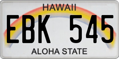 HI license plate EBK545