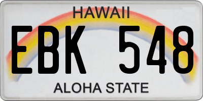 HI license plate EBK548