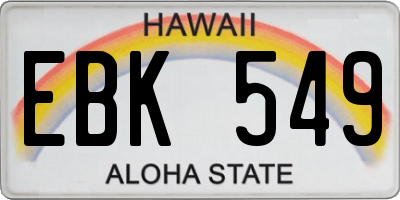 HI license plate EBK549