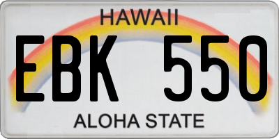 HI license plate EBK550