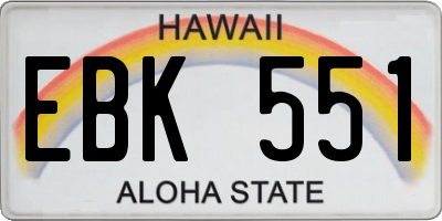 HI license plate EBK551